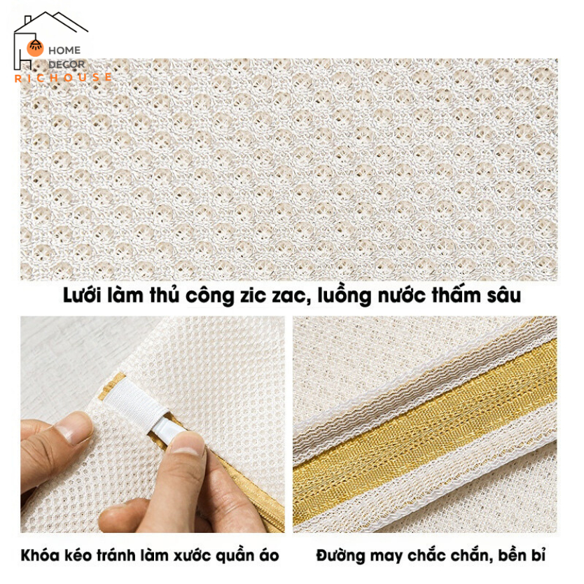 Túi giặt đồ máy giặt 3 lớp, túi lưới giặt đồ lót có khóa kéo giúp bảo vệ quần áo