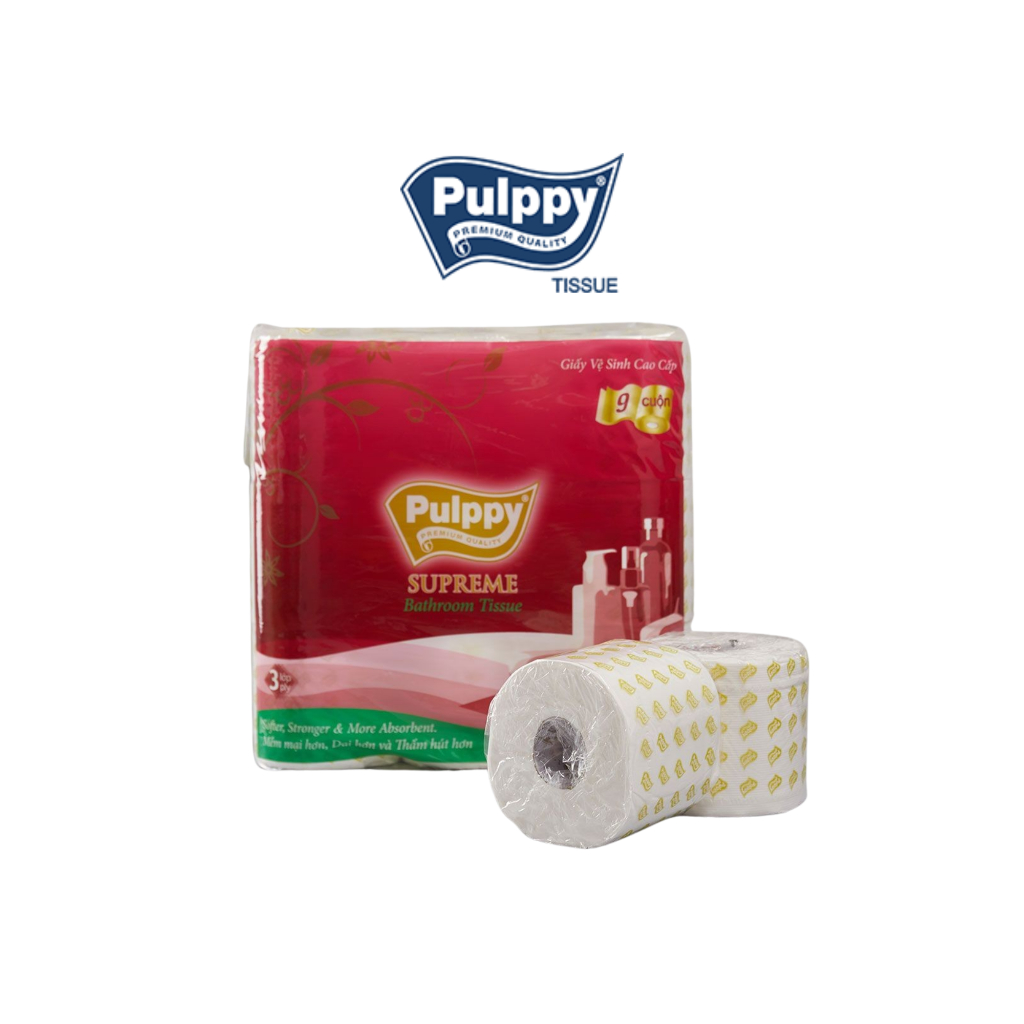 Giấy vệ sinh cao cấp Pulppy Supreme 3 lớp chính hãng (9 cuộn) | Shopee