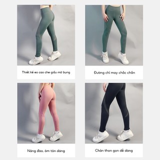 Quần thể thao Legging nâng mông cạp cao tôn dáng, chất thun co giãn 4 chiều GLADIMAX GS92