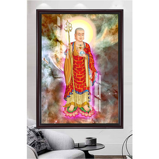 Địa Tạng Vương Bồ Tát - Tranh Treo Tường Phật Giáo - Tranh Laminate Tráng Gương Đóng Khung