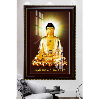 Đức Phật A Di Đà - Tranh Treo Tường Phật Giáo - Tranh Laminate Tráng Gương Đóng Khung