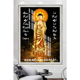 Đức Phật A Di Đà - Tranh Treo Tường Phật Giáo - Tranh Laminate Tráng Gương Đóng Khung