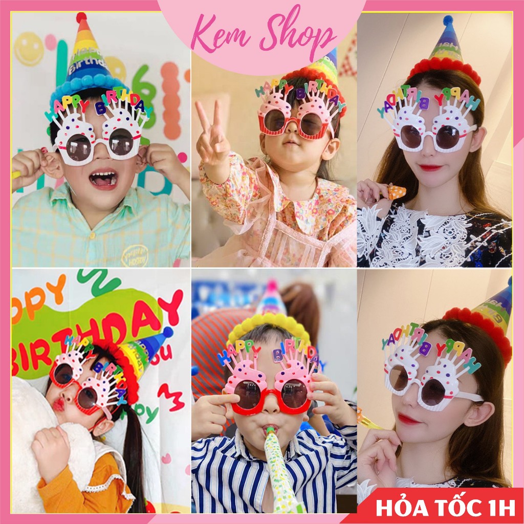 Kính Happy Birthday chụp hình sinh nhật vui nhộn Kem Shop, kính sinh nhật nhiều mẫu trang trí sinh nhật - Kemshop K88