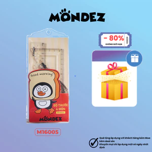 Bộ thước kẻ eke đo độ MONDEZ 4 món, bộ dụng cụ học tập chất liệu nhựa cao cấp dành cho học sinh M16005