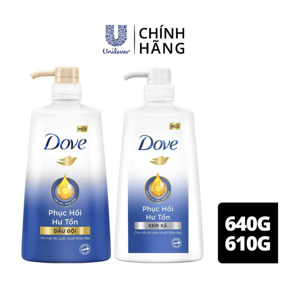 Dầu gội Dove Phục hồi hư tổn | Ngăn gãy rụng tóc 640g, 880g