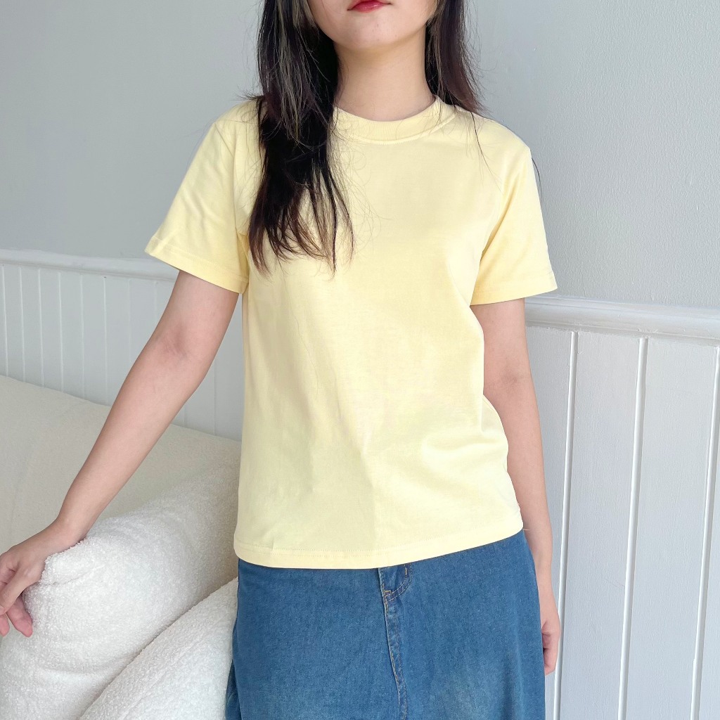 Áo Baby Tee Trơn Basic X Migcool áo Thun Nữ Trơn Basic 100 Cotton Dày