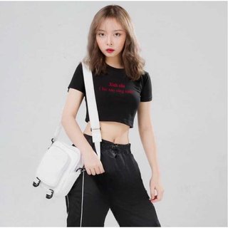 Áo thun baby tee nữ đáng yêu hot trend mùa hè y2k croptop ngắn tay phông cổ tròn hồng trắng [A121]