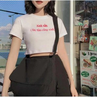 Áo thun baby tee nữ đáng yêu hot trend mùa hè y2k croptop ngắn tay phông cổ tròn hồng trắng [A121]