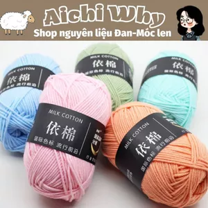 Len Milk Cotton 2mm 50g/1c full màu