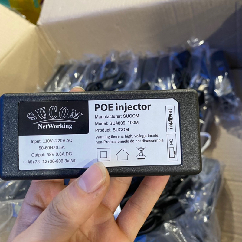 Nguồn POE 48V Sucom hàng xịn xuất châu âu, tốc độ đường truyền 100 ...