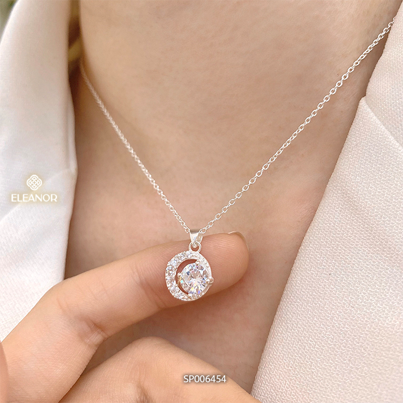Ảnh Dây chuyền bạc nữ Eleanor Accessories hình mặt trăng đính đá bạc 925 phụ kiện trang sức vòng cổ 6454 4