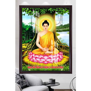 Đức Phật Thích Ca Mâu Ni - Tranh Treo Tường Phật Giáo - Tranh Laminate Tráng Gương Đóng Khung
