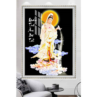 Quan Thế Âm Bồ Tát - Tranh Treo Tường Phật Giáo - Tranh Laminate Tráng Gương Đóng Khung