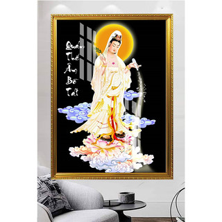 Quan Thế Âm Bồ Tát - Tranh Treo Tường Phật Giáo - Tranh Laminate Tráng Gương Đóng Khung