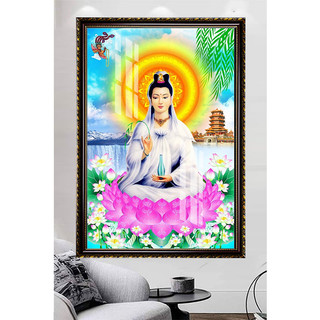 Quan Thế Âm Bồ Tát - Tranh Treo Tường Phật Giáo - Tranh Laminate Tráng Gương Đóng Khung
