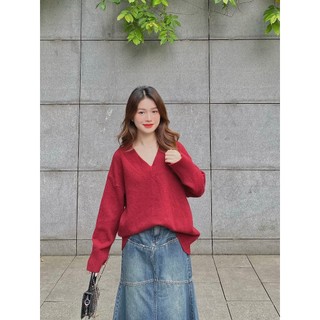Áo len cổ tim dáng rộng oversize - 247store - Aolencotim955_P5K10