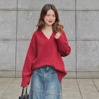 Áo len cổ tim dáng rộng oversize - 247store - Aolencotim955_P5K10