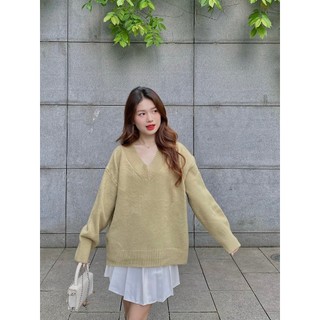 Áo len cổ tim dáng rộng oversize - 247store - Aolencotim955_P5K10