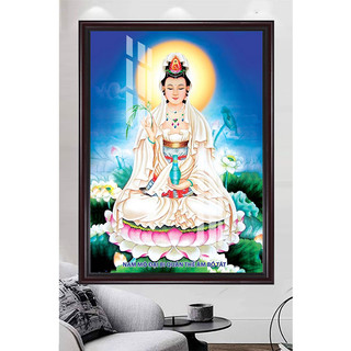 Quan Thế Âm Bồ Tát - Tranh Treo Tường Phật Giáo - Tranh Laminate Tráng Gương Đóng Khung