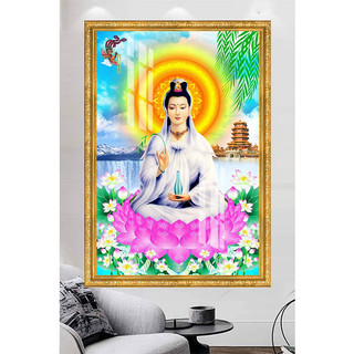 Quan Thế Âm Bồ Tát - Tranh Treo Tường Phật Giáo - Tranh Laminate Tráng Gương Đóng Khung