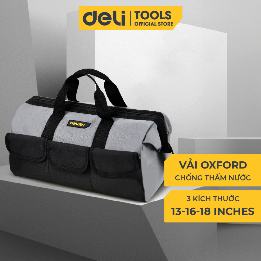 Product image Túi Đựng Đồ Nghề Dụng Cụ Sửa Chữa Deli Tools Chất Liệu Vải Oxford Chống Thấm Nước Thiết Kế Nhiều Ngăn Tiện Dụng DL430018 1