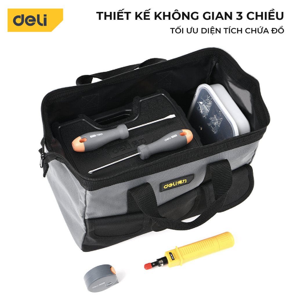 Product image Túi Đựng Đồ Nghề Dụng Cụ Sửa Chữa Deli Tools Chất Liệu Vải Oxford Chống Thấm Nước Thiết Kế Nhiều Ngăn Tiện Dụng DL430018 2