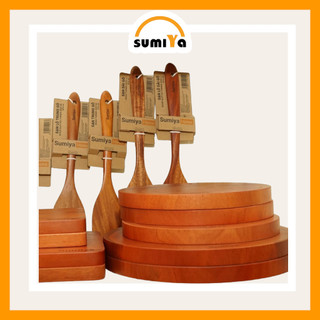 Combo thớt gỗ gồm 1 thớt tròn D20cm và 1 thớt chữ nhật 30x18cm, thớt gỗ xà cừ kháng khuẩn
