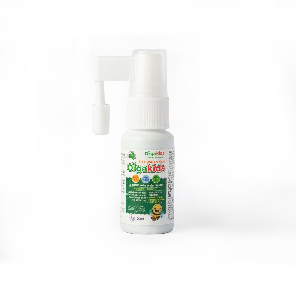 Xịt họng ho cảm thảo dược cao cấp Orgakids giúp giảm đau họng, ho kéo dài - Chai 20ml