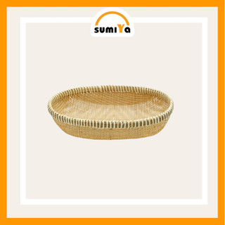 Rổ tre viền mây đan thưa cao cấp hình bầu dục, nguyên liệu tự nhiên thân thiện môi trường, dùng trang trí, để thức ăn