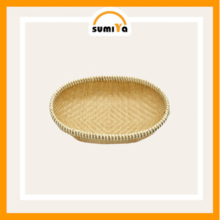 Rổ tre viền mây đan kín cao cấp hình bầu dục, nguyên liệu tự nhiên thân thiện môi trường, dùng trang trí, để thức ăn
