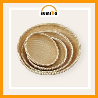Rổ tre viền mây đan kín cao cấp hình tròn, nguyên liệu tự nhiên thân thiện với môi trường để thức ăn