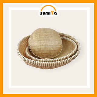 Rá tre, Rổ tre viền mây cao cấp hình tròn SUMIYA, nguyên liệu tự nhiên thân thiện môi trường, trang trí, để thức ăn
