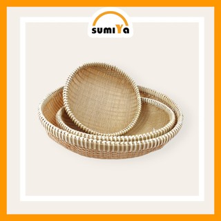 Rá tre, Rổ tre viền mây cao cấp hình tròn SUMIYA, nguyên liệu tự nhiên thân thiện môi trường, trang trí, để thức ăn