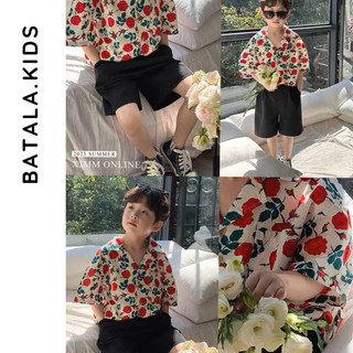 Áo sơ mi cộc tay cho bé Batala kids, Sơmi mùa hè trẻ em họa tiết hoa lãng tử cho bé từ 10-25kg - SOMI HOADODEN
