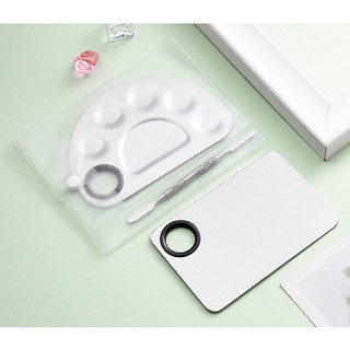 Khay Inox Palette Đã Kèm Que Trộn Pha Trộn Kem Nền Son Môi Phấn Mắt Size Lớn