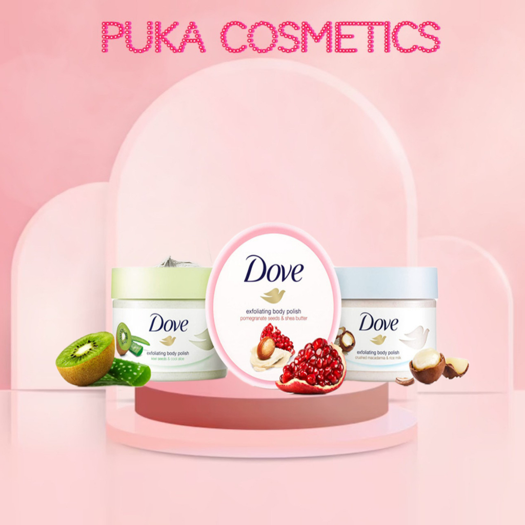 Tẩy Tế Bào Chết Dove Exfoliating Body Polish Scrub Tẩy Da Chết Dưỡng ẩm Toàn Thân 298g Puka