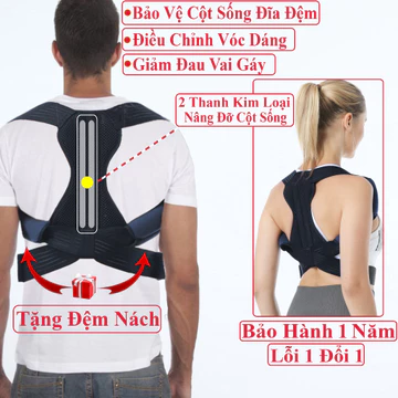 Đai Chống Gù Lưng Nam Nữ Cao Cấp Andego. Đai Định Hình Lưng Chống Gù Điều Chỉnh Tư Thế Nam Nữ.