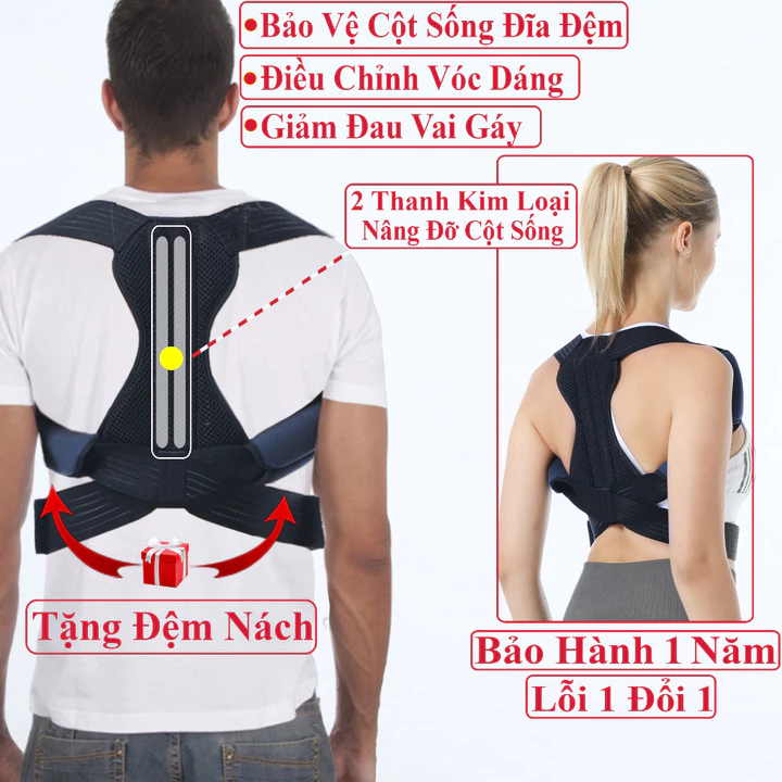 Đai Chống Gù Lưng Nam Nữ Cao Cấp Andego. Đai Định Hình Lưng Chống Gù Điều Chỉnh Tư Thế Nam Nữ.