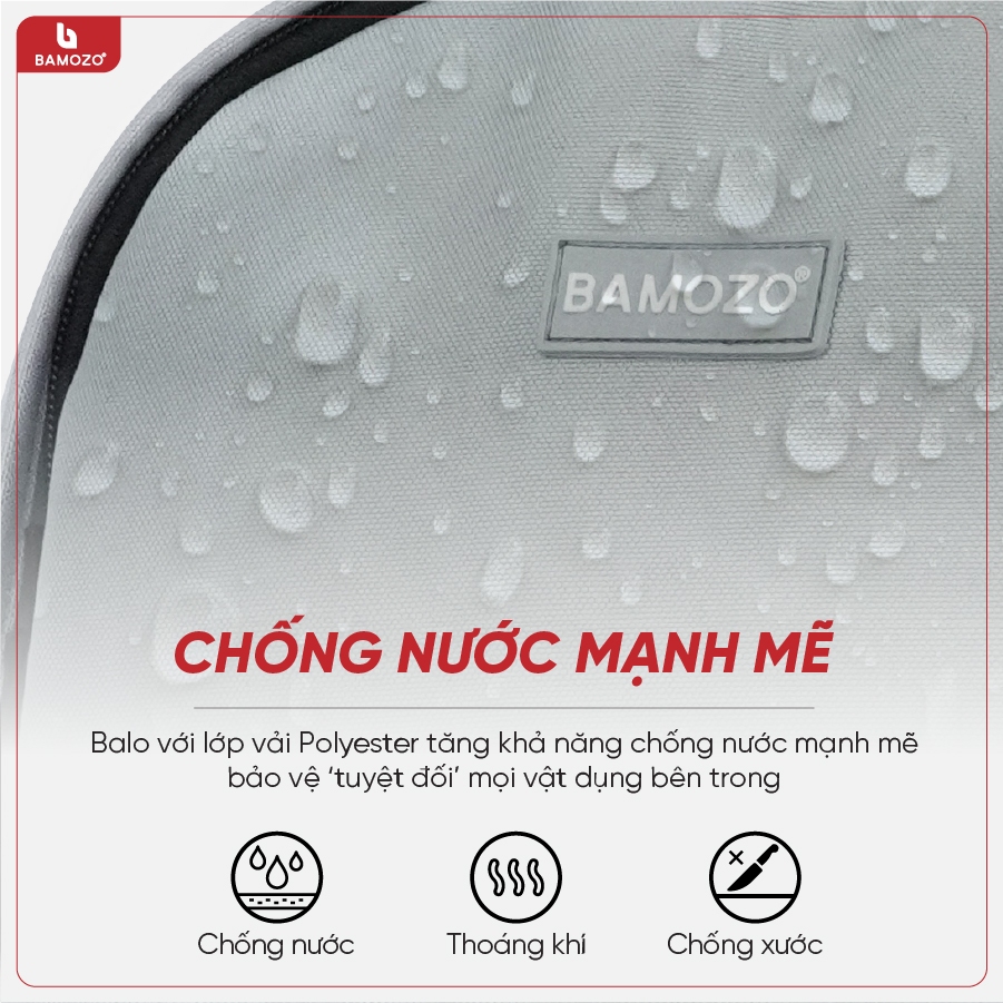 Ảnh Balo Basic Bamozo, Balo Thời Trang Nam Nữ, Trượt Nước Cao Cấp - Bảo Hành Trọn Đời 1