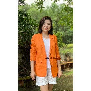 JUNE LINEN A15-Áo Blazer nữ LINEN TƯNG PREMIUM tay dài form rộng có 2 túi. Nhiều màu. Ảnh chính chủ.