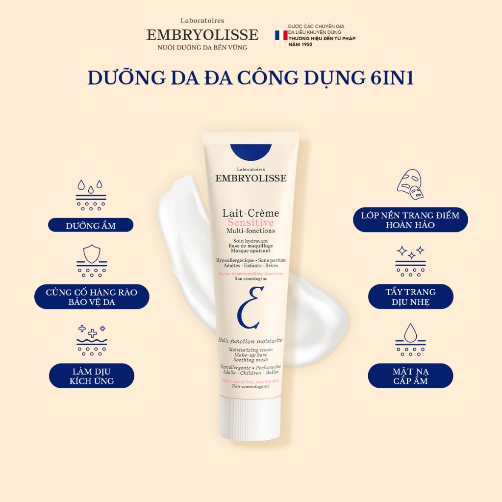 Ảnh Kem dưỡng ẩm dành cho da nhạy cảm Embryolisse Lait Creme Sensitive 15ml 2