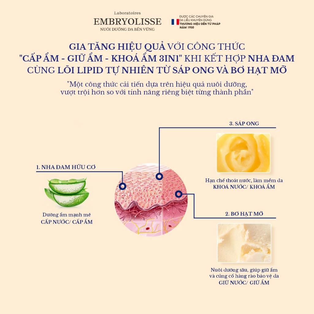 Ảnh Kem dưỡng ẩm dành cho da nhạy cảm Embryolisse Lait Creme Sensitive 15ml 3