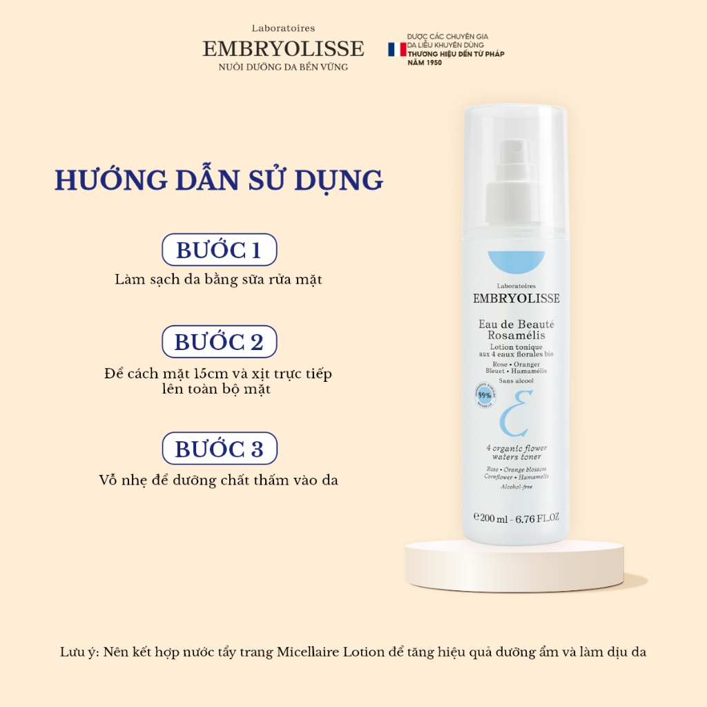 Ảnh Xịt Dưỡng Cấp Ẩm Sâu Embryolisse Eau De Beaute Rosamelis 200ml 4