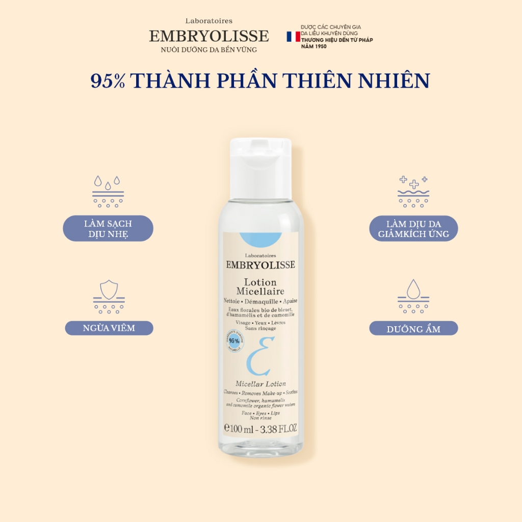 Ảnh Nước Tẩy Trang Cây Phỉ Embryolisse Micellaire Lotion 100ml 3