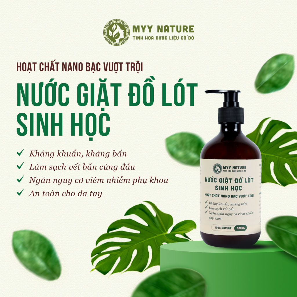 Nước Giặt Đồ Lót Sinh Học chai 500ml - Myy Nature - Diệt Khuẩn, Kháng Nấm Chuyên Sâu Cho Đồ Lót
