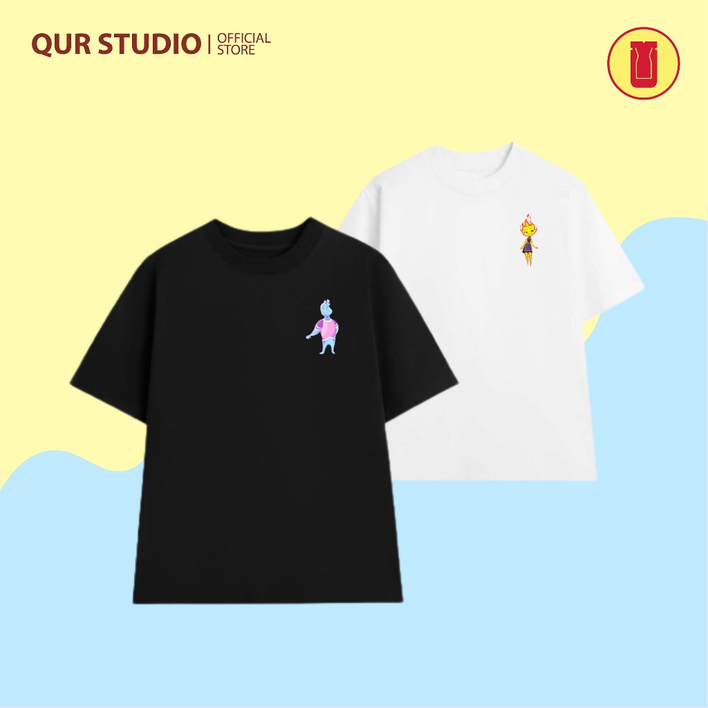 Áo Thun Cặp Đôi Elementals Lửa Và Nước Chất Liệu 100% Cotton 2 Chiều Bởi QUR STUDIO V1.0