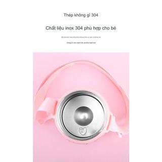 Bình nước giữ nhiệt 1000ml inox 304, có ống hút và nấp bật đậy kín giữ nhiệt đến 10h có tặng sticker, quai đeo cho bé