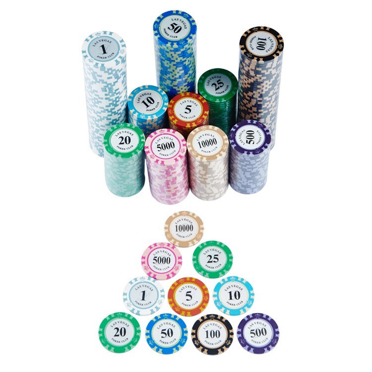 [ Hỏa tốc HCM ] Chip poker Las Vegas 1 2 5 10 20 25 50 100 200 có số phỉnh Vương niệm nhựa Cao Cấp
