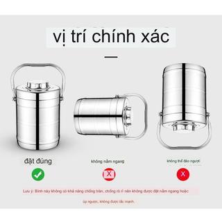 Hộp đựng cơm giữ nhiệt 3 ngăn 1300ml inox đặc 2 lớp đậy kín giữ nhiệt đựng cơm văn phòng tiện lợi cao cấp