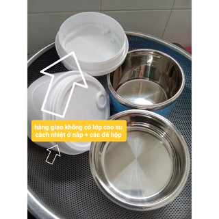 Hộp đựng cơm giữ nhiệt 3 ngăn 1300ml inox đặc 2 lớp đậy kín giữ nhiệt đựng cơm văn phòng tiện lợi cao cấp